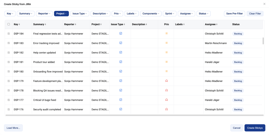 Create Sticky from JIRA